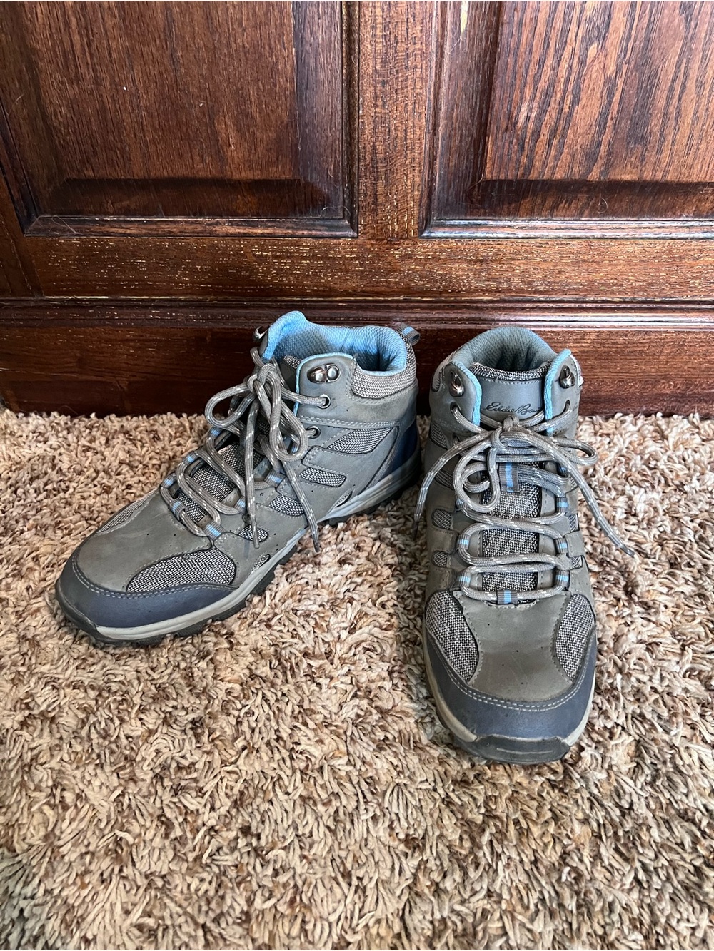Eddie Bauer Clark Trail Hiking Boots Shoe Gray Blue Camping Women's Size 7 (M)